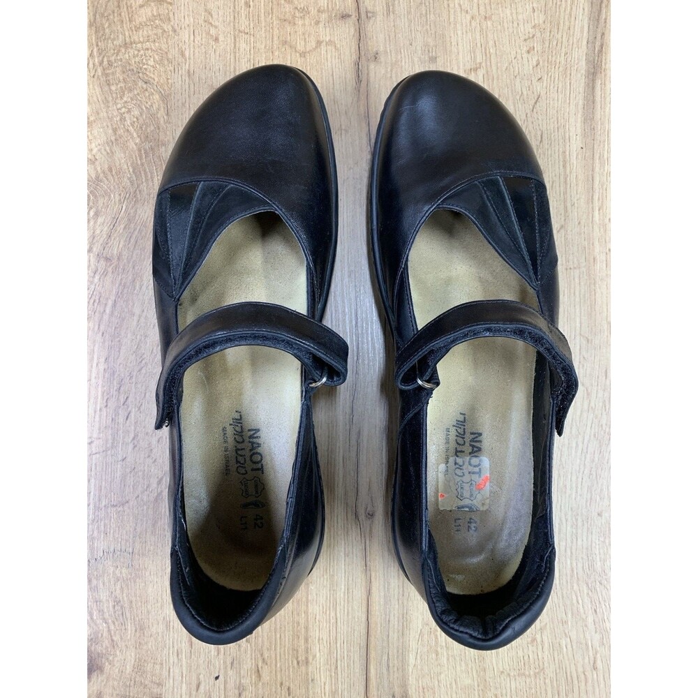 Naot Black Leather Mary Jane Comfort Shoes Womens EU 42 US 11 Hook Loop Israel - Picture 11 of 13